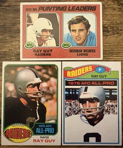 Ray Guy Topps LOT! 1976 #50 Leaders #206 1977 #320 Oakland Raiders HOF! NRMT - Bild 1 von 2