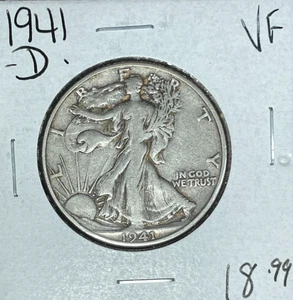 1941-D WALKING LIBERTY SILVER HALF DOLLAR~ VF ~NICE COIN~ - Picture 1 of 2