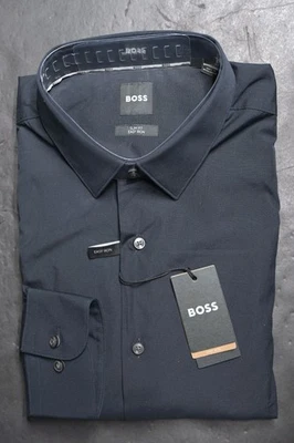 Hugo Boss Camicia Da Uomo Slim Fit Blu Navy Easy Iron In Cotone 38 15 - Immagine 1 di 4