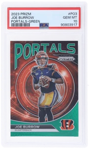 2023 Panini Prizm Joe Burrow Portals Green Prizm #PO3 PSA 10 - Foto 1 di 2