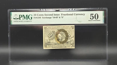 Fractional Currency 2nd Issue 10 Cents Surcharge Fr. 1246 PMG 50 AU - Image 1 of 2