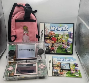 Nintendo Ds Lite Pink Reshelled Clear Case, Princess Peach Carry Bag + Sims Game - Picture 1 of 24