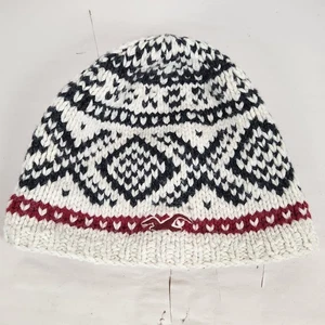 Hollister Chunky Knit Beanie Hat Wool Cotton Blend Vintage winter geometric - Picture 1 of 9