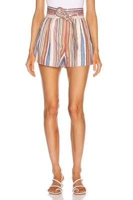 Marco Mujer Talla 4 Atar Rayas Tiro Alto 100% Lino Cinturón Corto Azul Abedul Foto 1 de 4