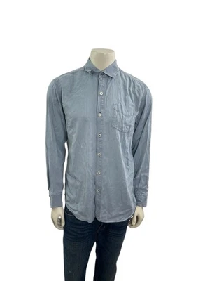 Tommy Bahama Men’s Size M Long Sleeve Solid Blue Tencel Cotton Button Up Shirt  - Image 1 of 4