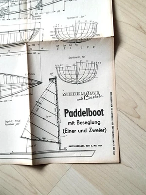 Paddelboot mit Beseglung Schiffsmodelbauplan GST 1959-Modellbau und Basteln DDR - Bild 1 von 3