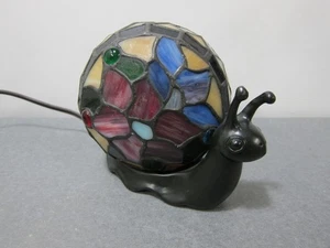 Tiffany Style Stained Glass Snail Accent Night Light Lamp Mood Decor - Picture 1 of 10