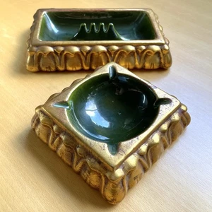 Ashtray Vintage Anthony Freeman McFarlin Set of 2 Gold California Pottery MCM - Picture 1 of 14