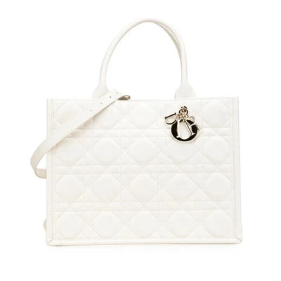 Bolso de Hombro Dior Cannage Dama Bolso de Mano 2WAY Blanco Piel de Cordero Foto 1 de 4