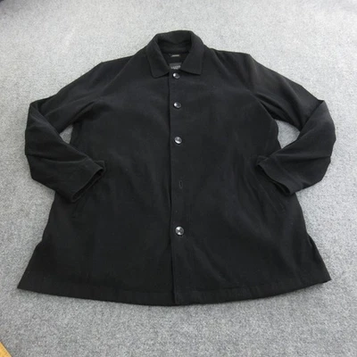 Sanyo New York Coat Mens Large Black Button Front Lined Cell Phone Pocket PR-100 - Image 1 of 4