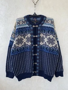 Skjaeveland Of Norway Fair Isle Knit Sweater Men Wool Telemark Style Metal Clasp - Picture 1 of 17