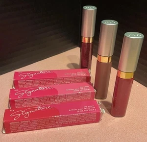 3- Mary Kay Signature Lip Glosses Pink Pout 3123 RARE- Aloha Pink & Berry - Picture 1 of 7