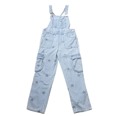 Mono de mezclilla para mujer talla grande Risen Stars azul lavado claro 4 de julio Foto 1 de 4