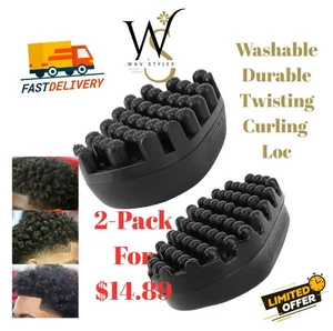 2-Pack Rubber Twist Curl Hair Brush Washable Twisting Comb Coil Afro Barber - Picture 1 of 5