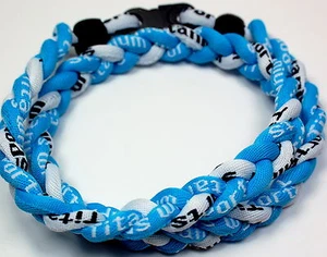 NEW! BASEBALL Titanium TORNADO Sports Necklace 20" Light Blue White Aqua 3 ROPE - Picture 1 of 1