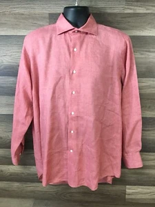 PETER MILLAR Collection Long Sleeve Button Down Shirt Sz Medium Pink / Rose H3 - Picture 1 of 7