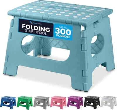 Handy Laundry Folding Lightweight Step Stool is Sturdy Enough to 9-Inch, Teal - Image 1 of 4