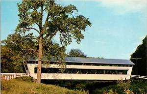 Postcard Fairfield County Ohio Johnson Covered Bridge Over Clear Creek Vintage - Picture 1 of 2