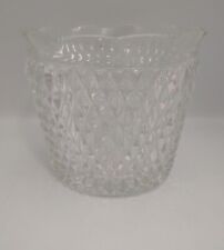 Vintage Indiana Glass Clear Diamond Point Ruffled Fluted Rim Ice Bucket 5-3/8"