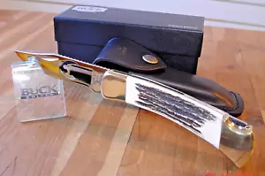 SUPERB JOE HOUSER CUSTOM BUCK KNIFE 110 HUNTER 420HC BEAR BLADE STAG HANDLES - Picture 1 of 23