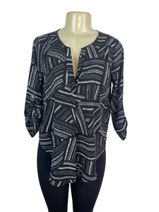 Lush Womens Black & White V-Neck Blouse With 3/4 Sleeve Size S - New - Picture 1 of 9