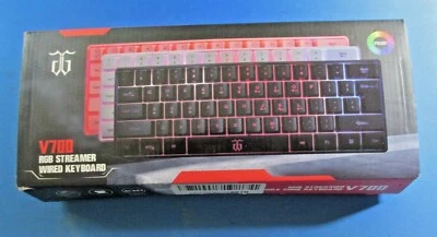 DG V700 RGB Streamer Wired Keyboard Compact Black Open Box T-13 - Image 1 of 4