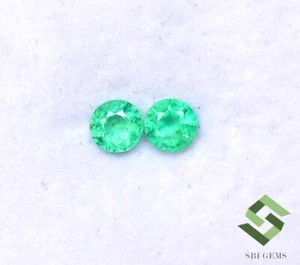 4.25 mm Certified Natural Emerald Round Cut Pair 0.56 CTS Faceted Loose Gemstone - Picture 1 of 9