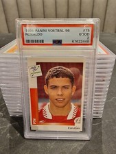 2x 1995 Panini Voetbal 96 Ronaldo Rookie RC PSV #75 Soccer Sticker PSA 2 