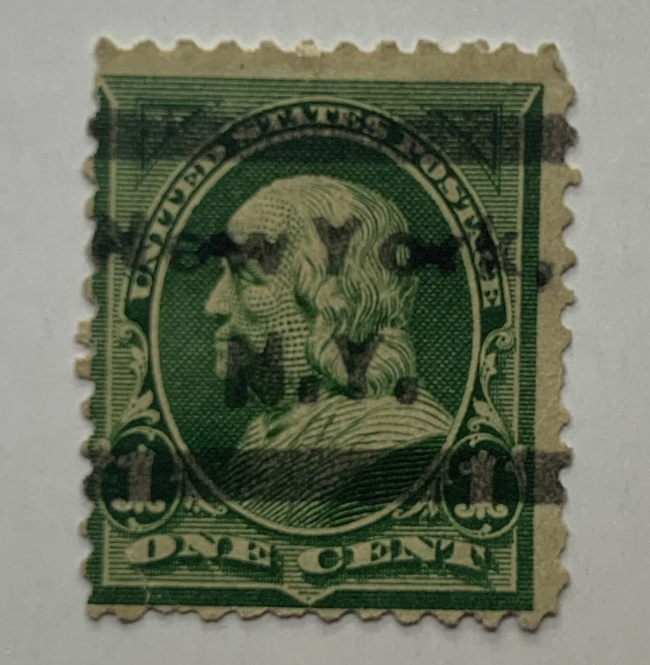 ERROR U.S. 1C STAMP WITH NEW YORK PRECANCEL, SEVERAL LETTERS TOUCHING EACH OTHER - Image 1 of 4
