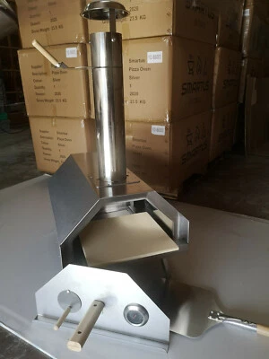 SMARTUS Edelstahl Pizzaofen tragbar abnehmbar Schornstein Holz Pellets Stein KOSTENLOSES SCHÄLEN NEU