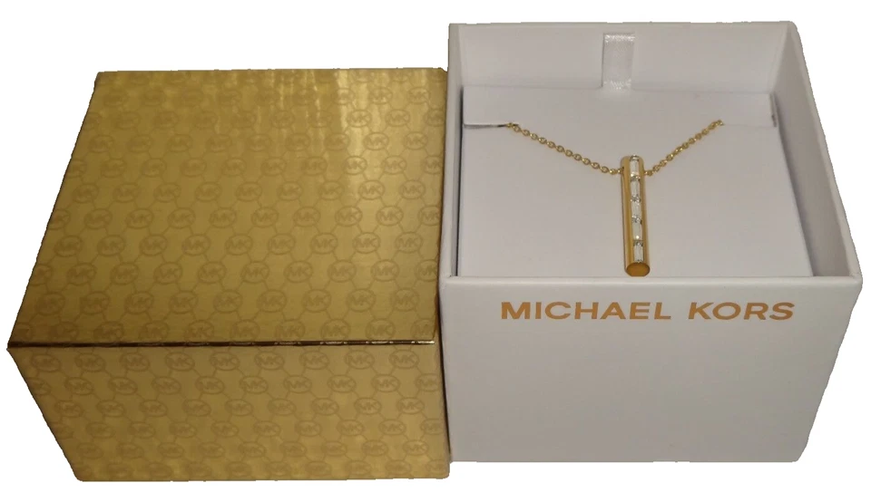 Michael Kors Black Tie Affair Gold Tone Necklace Crystals MKJ6074710 Mkj6074
