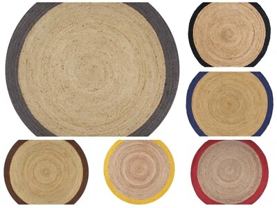 Jute Teppich Handgeflochten Rund Teppich Fußmatte Natur für Wohnzimmer Schlaf... - Bild 1 von 3