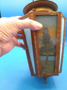Reverse painted pendant light Antique Needs TLC - Picture 1 of 5