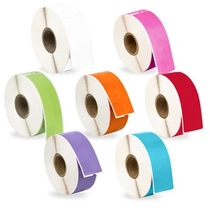 DYMO 30252 - 7 rollos - 1 ea. BLANCO ROSA VERDE NARANJA ROJO LAVANDA AZUL - Imagen 1 de 8