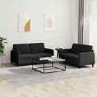 2pcs Sofa Set 4-seater Lounge Couch Futon Armchair Chair Velvet Fabric Black
