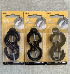 Hillman Cup Hooks Black 2-1/4" (3 Pack Of 4) - Picture 1 of 3