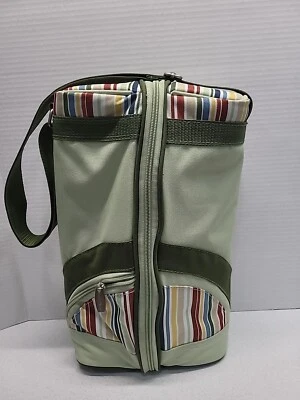 Bolso de Hombro Picnic Time Vino con Accesorios 8.5" x 14" Rayas Verdes Foto 1 de 4