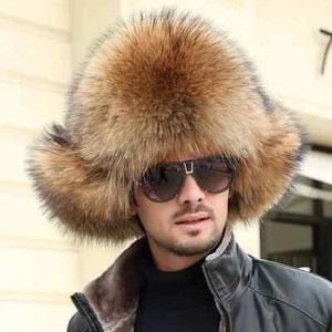 Real Fur Pilot Bombers Full Mao Men's Hat Winter Ear Guard Hat Fur Beanie Hat - Picture 1 of 32