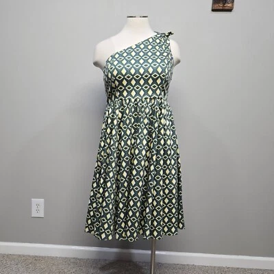 Vestido Collectif London Midi Talla Grande 2XL Verde Ajuste Geométrico Acampanado Asimétrico Foto 1 de 4