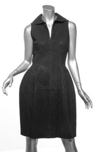 ALAIA Fit & Flare Black Eyelet Metallic Zip-Front Sleeveless Dress FR 42 / US 8 - Picture 1 of 4