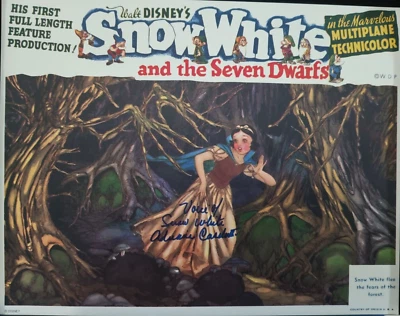Litografía a color de Blancanieves y siete enanitos de Disney firmada por Adriana Caselotti Foto 1 de 4
