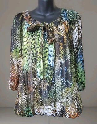 Blusa colorida brillante para mujer talla M camisa de vestir  Foto 1 de 4