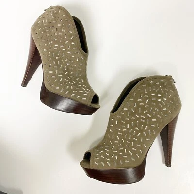 Carlos Santana Gris Oliver Botas Tacón Plataforma Shootie Talla 7.5 Zapatos Foto 1 de 4