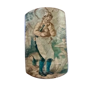 Antique 19th Century Papier Mâché Snuff Box with Gentleman Design - Picture 1 of 3