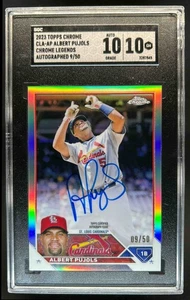 2023 Topps Chrome Albert Pujols Legends Auto Refractor #9/50 Cardinals SGC 10/10 - Picture 1 of 2