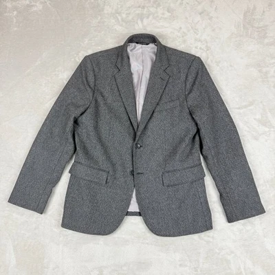 Banana Republic Tweed Blazer Men 40S Gray Slim Wool Herringbone Elbow Patch - Image 1 of 4