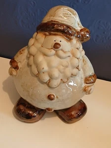 Vintage 90er Kunstkeramik Weihnachtsmann, braun teilglasiert 18 cm hoch Made in Finland, schön - Bild 1 von 10
