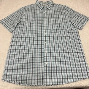 LL Bean Men’s Large Tall Short-Sleeve Button Shirt Blue Plaid Traditional Fit - Picture 1 of 7