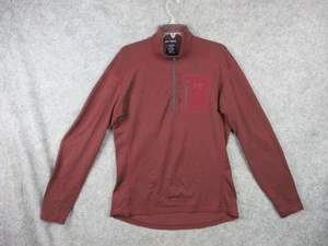 Arcteryx Rho Pullover Mens Large Red Brown 1/4 Zip Lightweight Logo Canada Made - Picture 1 of 19