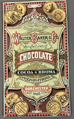Vintage Bakers chocolate cocoa and Broma  advertising card 5 x 3” - Image 1 of 2